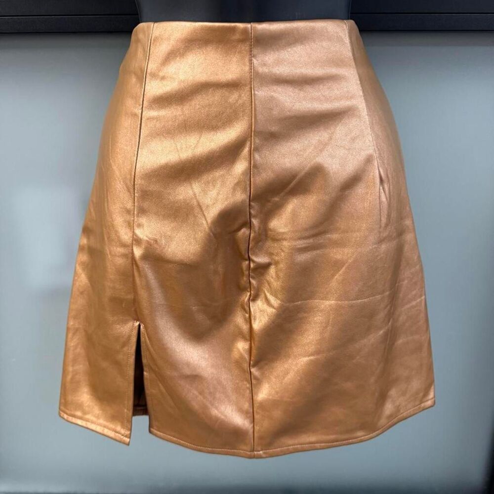 Metallic gold faux leather mini skirt from SHEIN